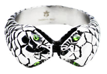 Load image into Gallery viewer, Mens Stainless Steel Snake Ring With Green Cubic Zirconia - Blackjack Jewelry
