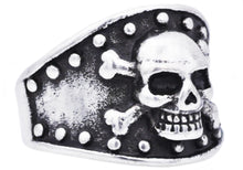 Load image into Gallery viewer, Mens Black Stainless Steel Skull Ring - Blackjack Jewelry