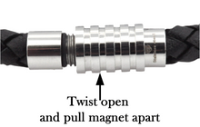 Load image into Gallery viewer, Mens Brown Leather And Chocolate Stainless Steel Bracelet With Brown Cubic Zirconia - Blackjack Jewelry