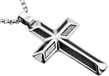 Load image into Gallery viewer, Mens Carbon Fiber Stainless Steel Cross Pendant - Blackjack Jewelry