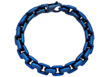 Load image into Gallery viewer, Mens Blue Stainless Steel Square Link Chain Bracelet
