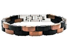 Load image into Gallery viewer, Mens Two-tone Black and Chocolate Stainless Steel Bracelet
