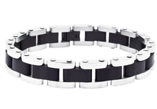 Load image into Gallery viewer, Mens Two-tone Black Stainless Steel Bracelet
