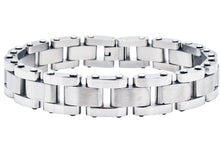 Load image into Gallery viewer, Mens Two Tone Polished and Matte Stainless Steel Bracelet
