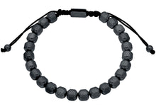 Load image into Gallery viewer, Mens 7mm Black Plated Stainless Steel Bead Drawstring Bracelet

