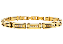 Load image into Gallery viewer, Mens Thin Gold Stainless Steel Bracelet With Cubic Zirconia
