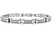 Load image into Gallery viewer, Mens Thin Stainless Steel Bracelet With Cubic Zirconia
