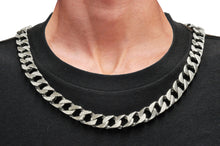 Load image into Gallery viewer, Mens 14mm Stainless Steel Pave Curb Link Chain Necklace
