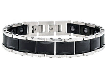 Load image into Gallery viewer, Mens 10mm Two-Tone Black Plated Tungsten Link Bracelet
