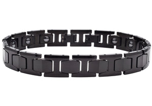 Mens Black Plated Tungsten Link Bracelet