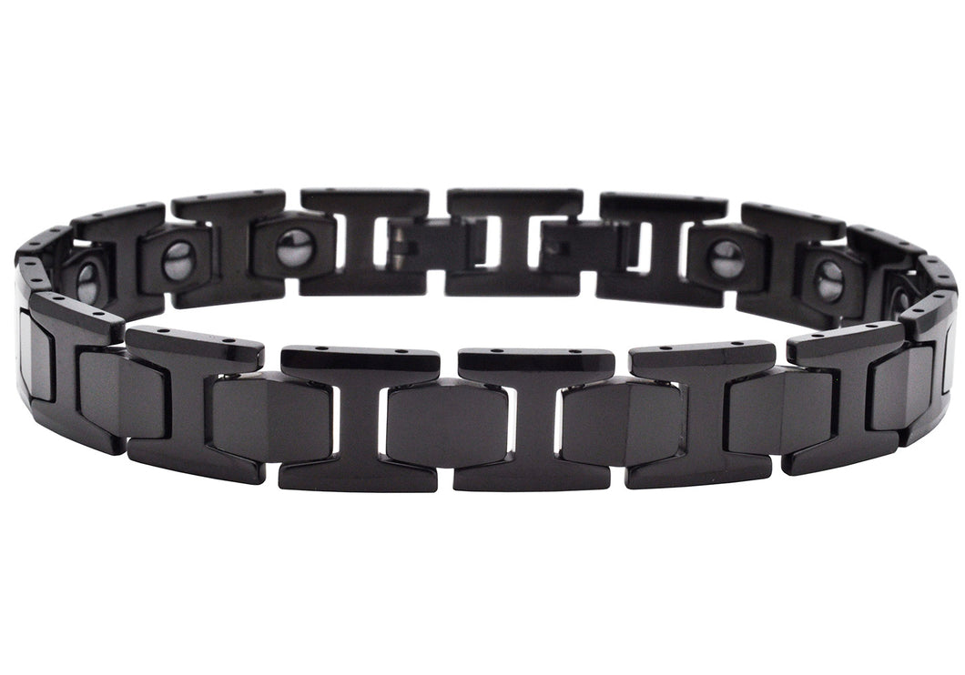 Mens Black Plated Tungsten Link Bracelet