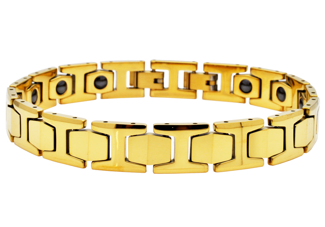 Mens Gold Plated Tungsten Link Bracelet