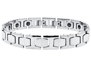 Mens Polished Tungsten Link Bracelet