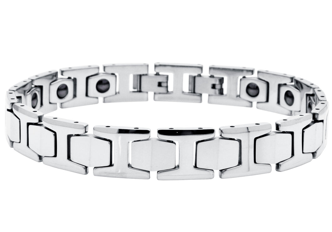 Mens Polished Tungsten Link Bracelet