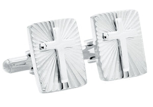 Mens Stainless Steel Radial Cross Cuff Links