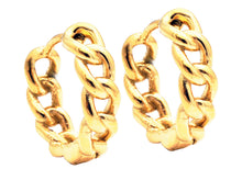 Load image into Gallery viewer, Men&#39;s 14mm Gold Plated Stainless Steel Curb Hoop Earrings

