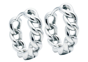Men's 14mm Stainless Steel Curb Hoop Earrings