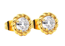 Load image into Gallery viewer, Men&#39;s 8mm Gold Plated Stainless Steel Floral Stud Earrings
