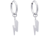 Load image into Gallery viewer, Mens Stainless Hoop Earrings With Thunder Bolts
