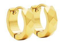Load image into Gallery viewer, Men's Gold Stainless Steel Hammered Hoop Earrings
