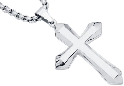 Mens Stainless Steel Cross Pendant Necklace with 24