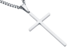 Load image into Gallery viewer, Mens 2mm Stainless Steel Cross Pendant With 24&quot; Curb Chain

