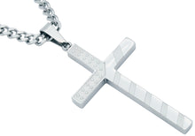 Load image into Gallery viewer, Mens Stainless Steel Stars and Stripes Cross Pendant Necklace With 24&quot; Curb Chain
