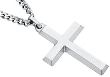 Load image into Gallery viewer, Mens Stainless Steel Plated Cross Pendant With 24&quot; Curb Chain
