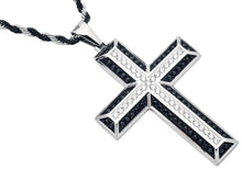 Load image into Gallery viewer, Men&#39;s Two-tone Black Plated Stainless Steel Cross Pendant Necklace With Black Cubic Zirconia With 24&quot; Two-tone Rope Chain
