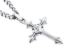 Load image into Gallery viewer, Men's Gold Plated Stainless Steel Cross Pendant Necklace With 24" Curb Chain
