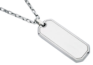 Mens Stainless Steel Engravable Dog Tag Pendant Necklace With 24" Box Chain