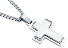 Load image into Gallery viewer, Men's Stainless Steel Cross Pendant Necklace With 24" Curb Chain
