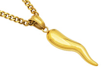Load image into Gallery viewer, Mens Small Gold Stainless Steel Italian Horn Pendant

