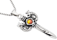 Load image into Gallery viewer, Mens Stainless Steel Sword Pendant With Amber Gemstone
