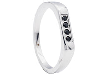 Load image into Gallery viewer, Men&#39;s Stainless Steel Ring with Black Cubic Zirconia Bar
