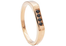 Load image into Gallery viewer, Men&#39;s Rose Gold Stainless Steel Ring with Black Cubic Zirconia Bar
