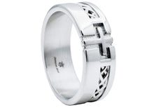 Load image into Gallery viewer, Mens Stainless Steel Cross Band With a Weave Design
