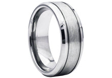 Load image into Gallery viewer, Men's Sanded Tungsten Double Etched Stripe Band Ring
