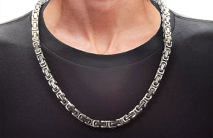 Mens Stainless Steel Byzantine Link Chain Necklace