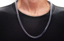 Load image into Gallery viewer, Mens 8mm Stainless Steel and Blue plated Two Tone Franco Link Chain Set
