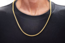Load image into Gallery viewer, Mens 4mm Gold Stainless Steel Franco Link Chain Necklace
