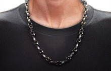 Load image into Gallery viewer, Mens Black Stainless Steel 24&quot; Anchor Link Chain Necklace
