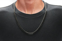 Load image into Gallery viewer, Mens 7mm Black Plated Stainless Steel Curb 24&quot; Link Chain Necklace
