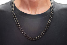 Load image into Gallery viewer, Mens 10mm Black Stainless Steel Curb Link Chain Necklace
