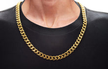 Load image into Gallery viewer, Mens 10mm Gold Stainless Steel Curb Link Chain Necklace

