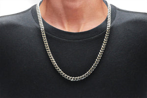 Mens 7mm Stainless Steel Curb 24" Link Chain Necklace