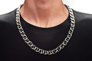 Mens Stainless Steel Mariner Link Chain Necklace