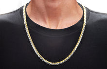 Load image into Gallery viewer, Mens Two Tone Gold Stainless Steel Flat Box Link Chain Necklace
