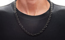 Load image into Gallery viewer, Mens Black Plated Stainless Steel Rope Chain Necklace
