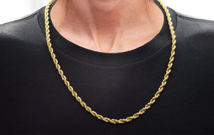 Mens 5MM Gold Stainless Steel Rope Chain Necklace